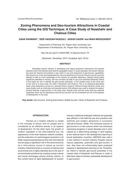 Zoning Phenomena and Geo-Tourism Attractions in Coastal Cities Using the GIS Technique: a Case Study of Noashahr and Chalous Cities