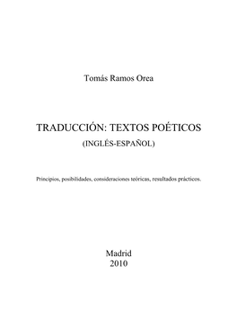 Traducción: Textos Poéticos