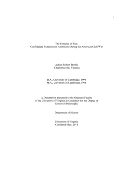 The Fortunes of War: Confederate Expansionist Ambitions During the American Civil War