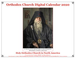 Orthodox Church Digital Calendar 2020