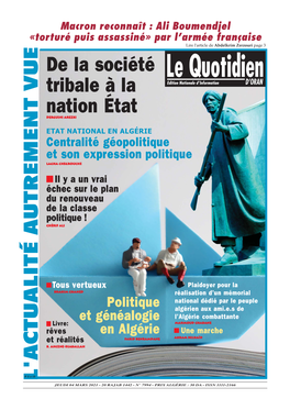 De La Société Tribale À La Nation État on Ne Peut Pas (Ac)Cumuler Si L’On Ne Se Repose Pas Sur Soi