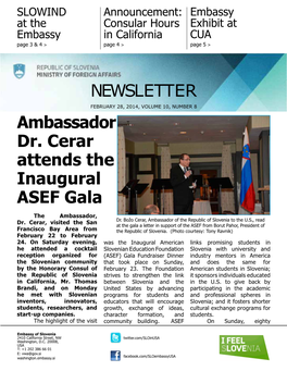 NEWSLETTER Ambassador Dr. Cerar Attends the Inaugural ASEF Gala