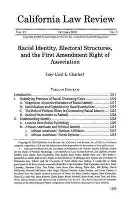 Racial Identity, Electoral Structures, and the First Amendment Right of Association