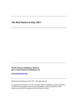 Italy Rail Report 2011 ENG-Final