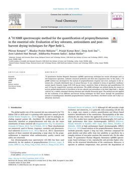 A 1H NMR Spectroscopic Method for the Quantification Of