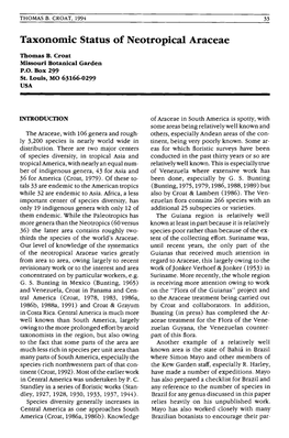 Taxonomic Status of Neotropical Araceae