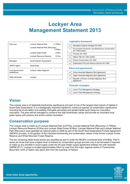 Lockyer Area Management Statement 2013