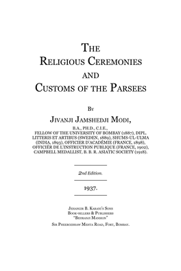 The Religious Ceremonies and Customs of the Parsees