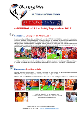 E-JOURNAL N°11 – Août/Septembre 2017