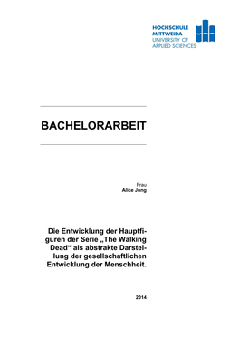 The Walking Dead“ Als Abstrakte Darstel- Lung Der Gesellschaftlichen Entwicklung Der Menschheit