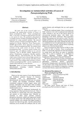 Investigation on Antimicrobial Activities of Leaves of Panaxpseudoginseng Wall