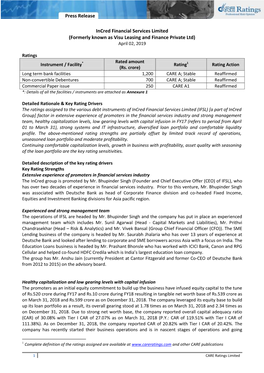 Press Release Incred Financial Services Limited