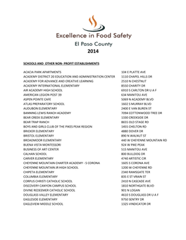 Excellence in Food Safety