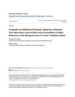 Centipedes and Millipeds (Arthropoda: Diplopoda, Chilopoda
