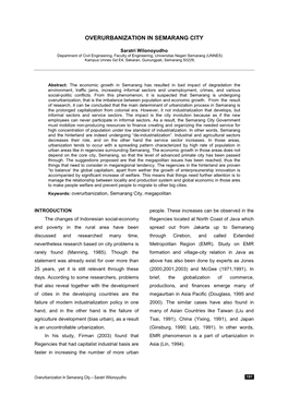 Overurbanization in Semarang City
