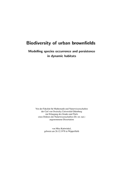 Biodiversity of Urban Brownfields