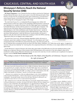 Mirziyoyev's Reforms Reach the National