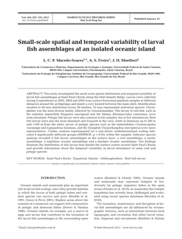 Small-Scale Spatial and Temporal Variability of Larval Fish Assemblages at an Isolated Oceanic Island