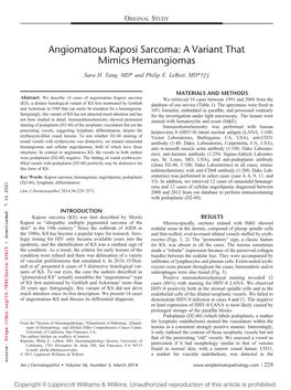 Angiomatous Kaposi Sarcoma