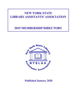 New York State Library Assistants' Association 2019