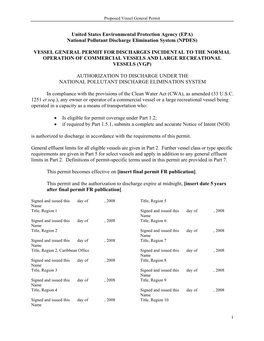 Vessel General Permit for Discharges Incidental to the Normal Operation of Commercial Vessels and Large Recreational Vessels (Vgp)