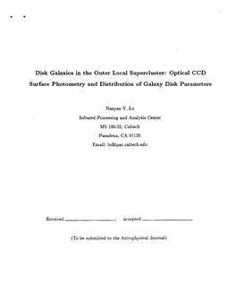 Optical CCD Surface Photometry and Distribution of Galaxy Disk Parameters