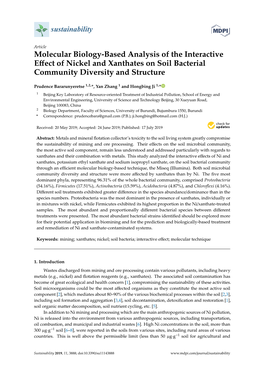 Molecular Biology-Based Analysis of the Interactive Effect of Nickel and Xanthates on Soil Bacterial Community Diversity And