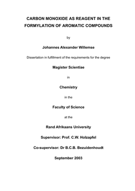 Carbon Monoxide As Reagent in the Formylation of Aromatic Compounds