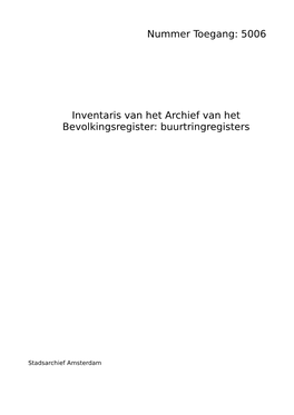 5006 Inventaris Van Het Archief Van Het Bevolkingsregister