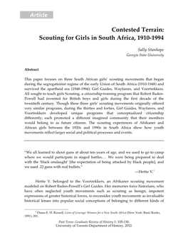 Contested Terrain: Scouting for Girls in South Africa, 1910-1994