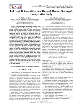 Lal Bagh Botanical Garden Through Remote Sensing-A Comparative Study