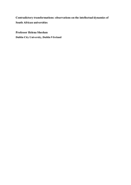 Contradictory Transformations: Observations on the Intellectual Dynamics of South African Universities