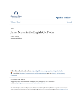 James Nayler in the English Civil Wars David Neelon Dneelon@Earthlink.Net