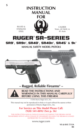 SR-Series Pistols Manual