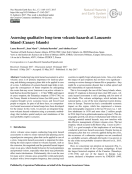 Assessing Qualitative Long-Term Volcanic Hazards at Lanzarote Island (Canary Islands)