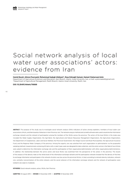 Social Network Analysis of Local Water User Associations' Actors: Evidence