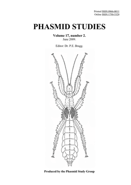 Phasmid Studies, 17(2): 51 P.E