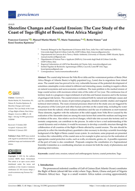 The Case Study of the Coast of Togo (Bight of Benin, West Africa Margin)