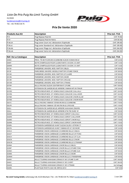 Liste De Prix Puig No Limit Tuning Gmbh Prix De Vente 2020