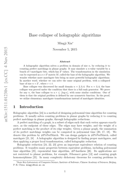 Base Collapse of Holographic Algorithms Arxiv:1511.01230V1 [Cs