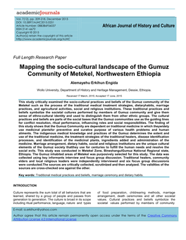 Mapping the Socio-Cultural Landscape of the Gumuz Community of Metekel, Northwestern Ethiopia