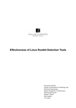 Effectiveness of Linux Rootkit Detection Tools