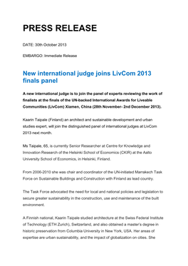 New International Judge for Finals in Xiamen , China