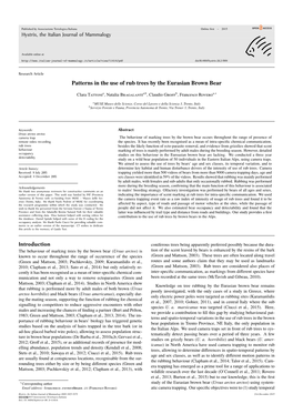 Patterns in the Use of Rub Trees by the Eurasian Brown Bear