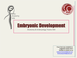 Embryonic Development Anatomy & Embryology Teams 434