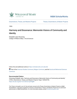 Mennonite Visions of Community and Identity