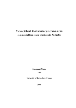 Contextuating Programming on Commercial Free-To-Air Television in Australia
