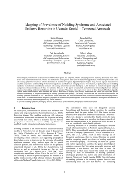 Mapping of Prevalence of Nodding Syndrome and Associated Epilepsy Reporting in Uganda: Spatial – Temporal Approach