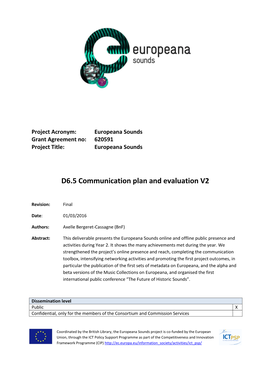 D6.5 Communication Plan and Evaluation V2