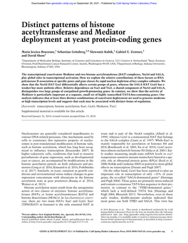 Distinct Patterns of Histone Acetyltransferase and Mediator Deployment at Yeast Protein-Coding Genes